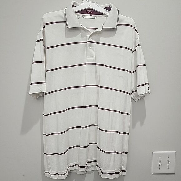 Cutter & Buck Other - Cutter‎ & Buck DryTec Short Sleeve Polo Shirt Men's Size Large White Stripe
